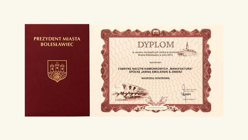 Nagroda Honorowa Prezydenta Miasta Bolesławiec za promocję miasta w 2015 roku